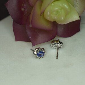 Tanzanite Solitaire Stud Earrings